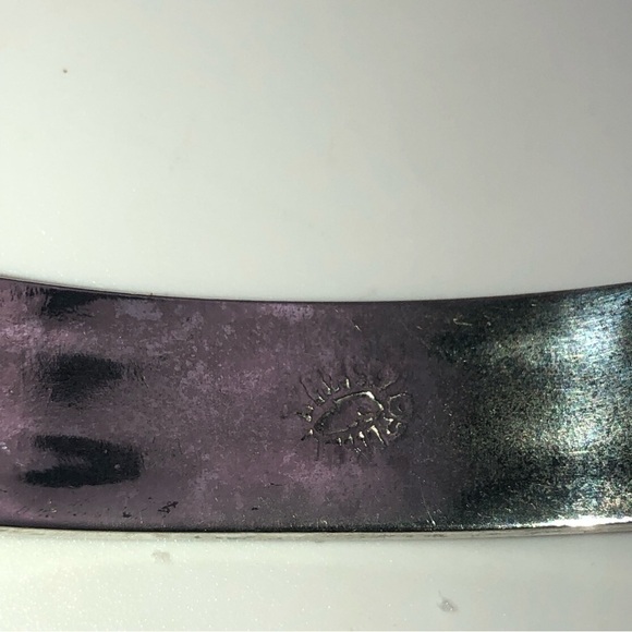 𝅺taxco Sterling Abalone Inlay Inlaid Inlayed Pinch Clasp Bangle 6.5” C / 1.7” D - Picture 5 of 8